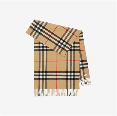 Wide Check Cashmere Scarf in Archive beige 